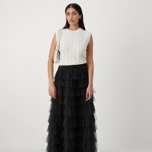 Tiered Tulle Maxi Skirt Black - Picture 4 of 5